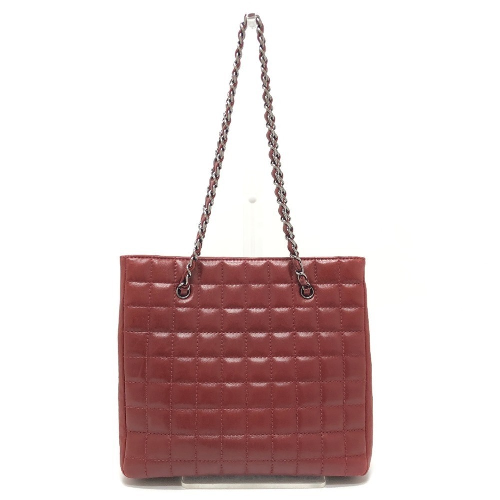 CHANEL Red Lambskin Leather Shoulder Bag
